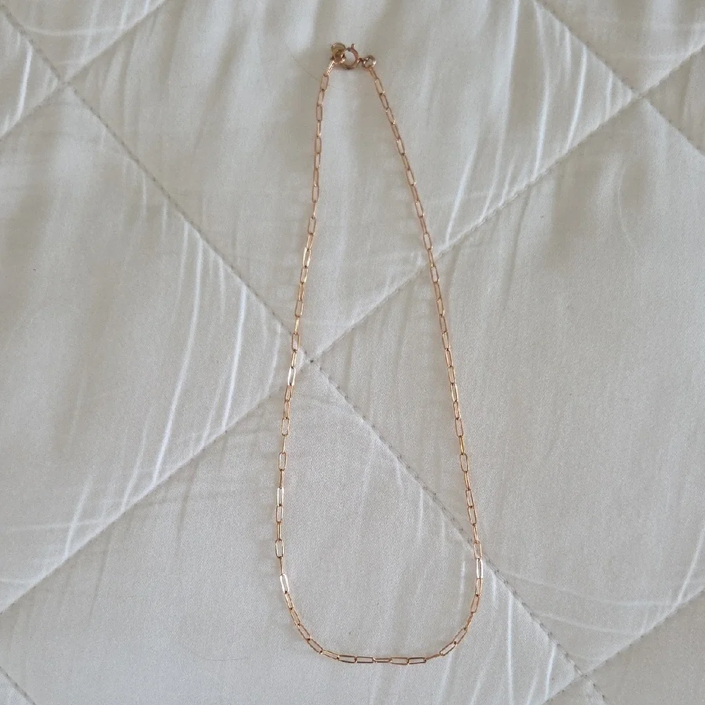 14" Thin Paperclip Necklace, Rose Gold Fill - Picture 1 of 5